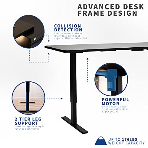 VIVO 60-inch Electric Height Adjustable 60 x 24 inch Stand Up Desk, White Solid One-Piece Table Top, White Frame Standing Workstation, Home & Office Furniture Sets, DESK-KIT-W06W