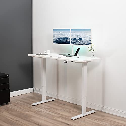 VIVO 60-inch Electric Height Adjustable 60 x 24 inch Stand Up Desk, White Solid One-Piece Table Top, White Frame Standing Workstation, Home & Office Furniture Sets, DESK-KIT-W06W