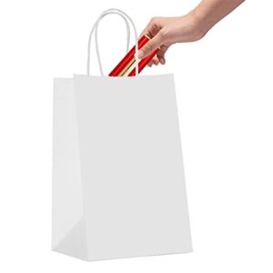 cabest 25 pcs white kraft paper gift bags with handles, 5.9x3.15x8.27 inch small party favor gift bags bulk, valentine’s day small white paper gift bags