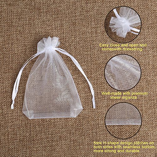 Hopttreely White Sheer Organza Gift Bags, 4x4.72 Pouches Candy Jewelry Wedding Party Favor Present Bags Wrapping Supplies50PCS