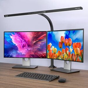 quntis led desk lamp, eye-care architect clamp desk lights for home office, 31.5” wide bright office lighting with auto-dimming, dimmable table light, 2h timer task lamp for workbench monitor drawing