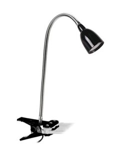 newhouse lighting painted black metal flexible clamp-style led desk lamp in 3000k warm white color temperature with power adapter and 6 ft. power cord
