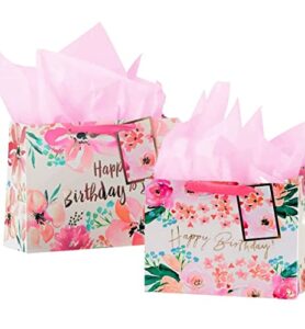 ye giving happy birthday gift bags with tissue 9″x4″x7″ 4 pack. 2 designs. includes tissue paper and tags.