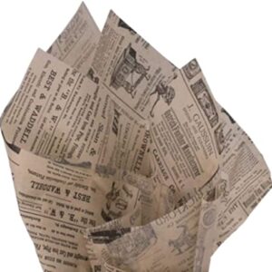 Tissue Paper for Gift Wrapping with Design (Vintage Newspaper) Black and Tan, 24 Large Sheets (20x30)