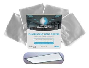 shademagic fluorescent light covers for classroom or office – light filter pack of (4); eliminate harsh glare that causing eyestrain and head strain. office classroom decorations light diffusers gray