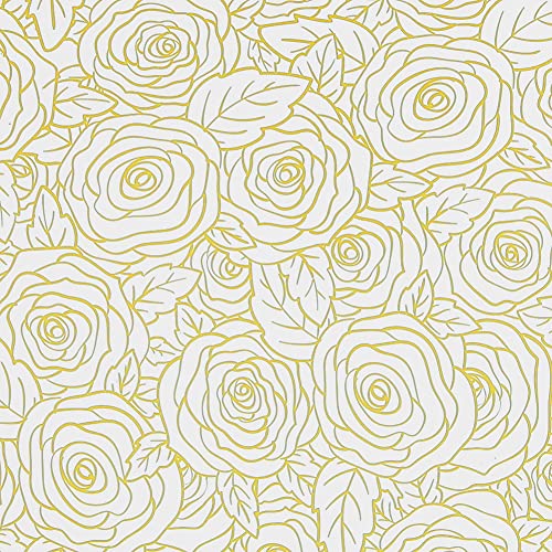 Rose Wrapping Paper On White Gift Wrapping Paper 4 Sheets Folded Flat 20x30 Inches Per Sheet, Flower Gift Wrap for Wedding, Birthday, Bridal Showers,Mother's Day, Valentine's Day Holiday Christening and More Occasion