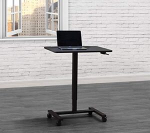 studio space mobile, portable laptop desk cart with pneumatic height adjustments for home office & school, 27″, black