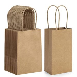 bagdream 50 pack 3.5×2.4×6.7 inches small kraft paper gift bags with handles bulk mini party favor bags candy bags 100% recyclable brown paper bag
