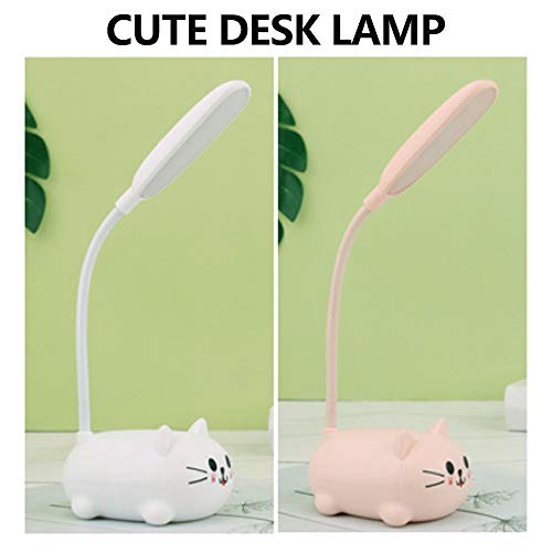 Kids Lamp, LED Desk Lamp for Kids, Cute Cat Lamp Kawaii Desk Accessories, Flexible Gooseneck Eye-Care Cartoons Small Desk Lamp Girls Gifts (Pink)