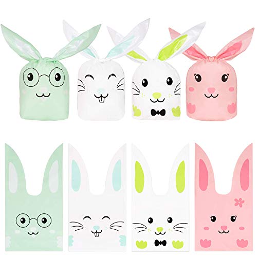 DECORLIFE 72PCS Easter Goodie Bags, Easter Bags for Treats, Bunny Bags for Kids, Candy, Cookies, Toys, Snacks Party Supplies