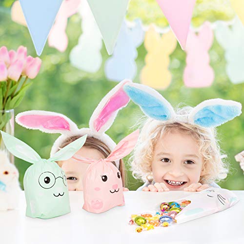 DECORLIFE 72PCS Easter Goodie Bags, Easter Bags for Treats, Bunny Bags for Kids, Candy, Cookies, Toys, Snacks Party Supplies