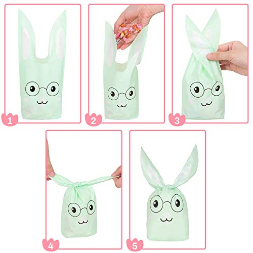 DECORLIFE 72PCS Easter Goodie Bags, Easter Bags for Treats, Bunny Bags for Kids, Candy, Cookies, Toys, Snacks Party Supplies