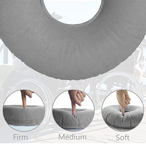 Shineyid 2 Pack Donut Pillow, Donut Cushion Seat, Inflatable Ring Cushion with A Pump, Hemorrhoid Seat Pillow, Round Wheelchairs Seat Cushion for for Home, Car or Office (15" Blue & Gray)