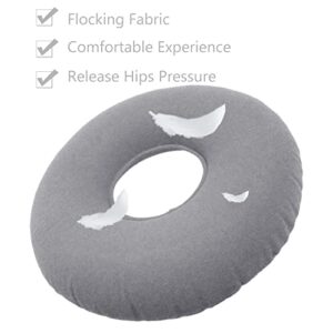 Shineyid 2 Pack Donut Pillow, Donut Cushion Seat, Inflatable Ring Cushion with A Pump, Hemorrhoid Seat Pillow, Round Wheelchairs Seat Cushion for for Home, Car or Office (15" Blue & Gray)