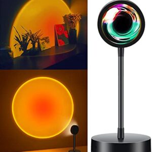 FEEERMY Sunset Lamp Tiktok Lamp, 360degree Chill Vibe Sunset Projection Lamp, Dimmable LED Night Light Sunset Lamp Projector for Kids Bedroom/Office Room Ambiance Decor