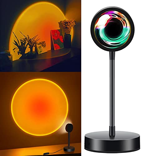 FEEERMY Sunset Lamp Tiktok Lamp, 360degree Chill Vibe Sunset Projection Lamp, Dimmable LED Night Light Sunset Lamp Projector for Kids Bedroom/Office Room Ambiance Decor