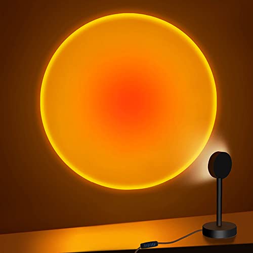 FEEERMY Sunset Lamp Tiktok Lamp, 360degree Chill Vibe Sunset Projection Lamp, Dimmable LED Night Light Sunset Lamp Projector for Kids Bedroom/Office Room Ambiance Decor