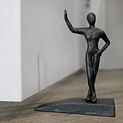 Darware Cast Iron Door Stopper, Leaning Strong Man; Decorative Standing Man Weighted Door Wedge