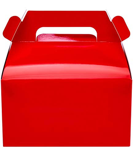 25-Pack Gable Red Candy Treat Boxes,Small Goodie Gift Boxes for Wedding and Birthday Party Favors Christmas Box 6.2 x 3.5 x 3.5 inch