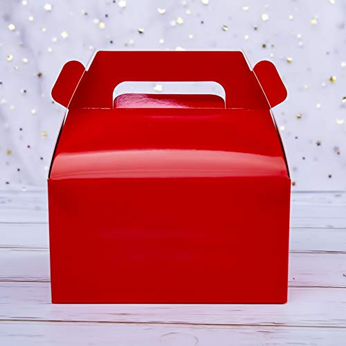 25-Pack Gable Red Candy Treat Boxes,Small Goodie Gift Boxes for Wedding and Birthday Party Favors Christmas Box 6.2 x 3.5 x 3.5 inch