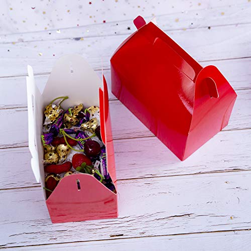 25-Pack Gable Red Candy Treat Boxes,Small Goodie Gift Boxes for Wedding and Birthday Party Favors Christmas Box 6.2 x 3.5 x 3.5 inch