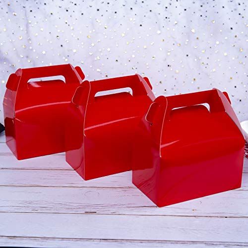 25-Pack Gable Red Candy Treat Boxes,Small Goodie Gift Boxes for Wedding and Birthday Party Favors Christmas Box 6.2 x 3.5 x 3.5 inch