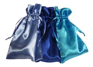 tarot bags: blue passion colors satin bundle of 3: royal blue french blue and turquoise (5″ x 8″ each)