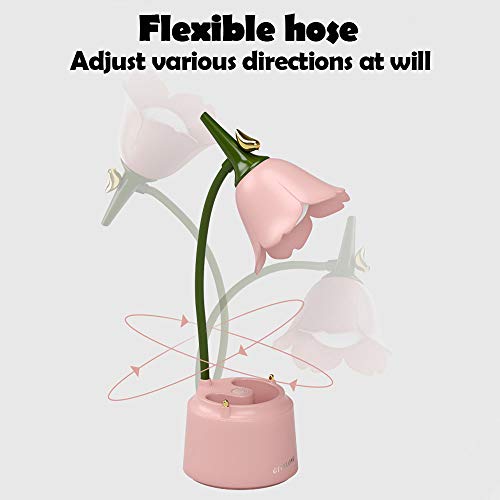 KoudHug Pink Desk Lamp, Cute Lamp for Kid, Rechargeable LED Lamp with USB Charging Port, Flexible Gooseneck, 3 Color Modes & Stepless Dimming, Table Lamp for College Dorm Bedroom Reading