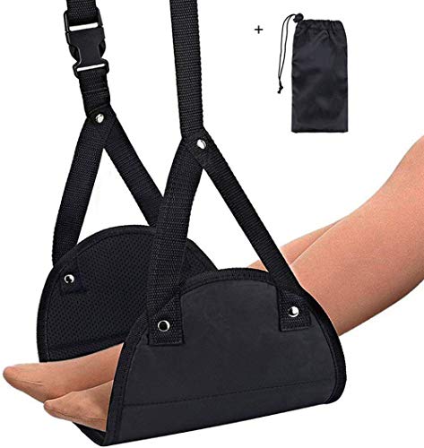 Foot Rest, Airplane Footrest,Head Hammock Portable Travel Footrest Flight Carry-On Foot Rest Adjustable Height Foot Rest Travel Accessories Footrests Hammock,Black