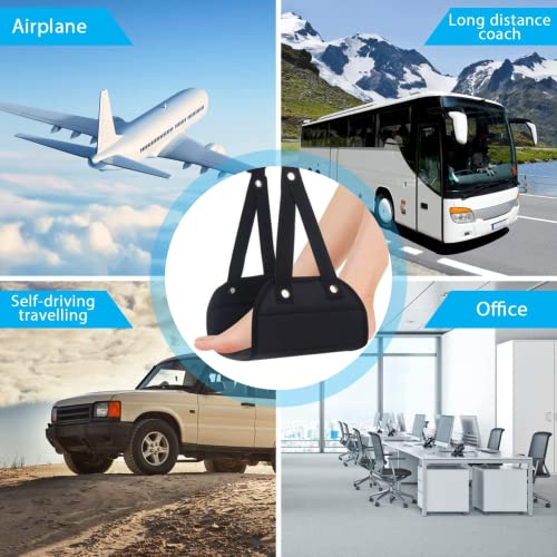 Foot Rest, Airplane Footrest,Head Hammock Portable Travel Footrest Flight Carry-On Foot Rest Adjustable Height Foot Rest Travel Accessories Footrests Hammock,Black