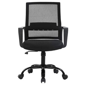 office chair ergonomic desk chair mid back computer chair with lumbar support armrests breathable mesh height adjustable chair rolling swivel chairs for home office,black