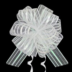 pull bows, 20pcs large white organza pull ribbon string 6 inches gift warp bows for wedding birthday party christmas gifts decoration