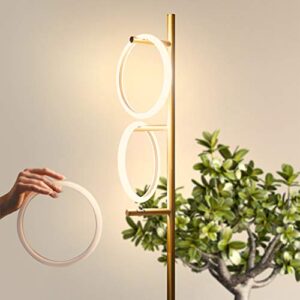 Brightech Saturn Floor Lamp, Great Living Room Decor, Tall Tree Lamp for Offices, Contemporary Lamp for Living Rooms, Standing Lamp with 3 LED Lights for Bedroom Reading - Gold/Brass