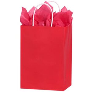 suncolor 24 pack red party favor bags goodie bags for valentine’s day party with handle and tissue paper (red)