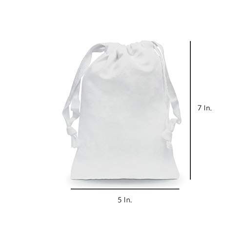 Drawstring Gift Bags - 12 Pack 5x7 Inch Small Bright White Muslin Cotton Cloth Pouches in Bulk, Mini Cloth Fabric Canvas Pouch for Jewelry, Candy, Parties, Wedding Favors, Soaps, Treats, Crafts