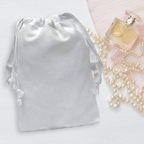 Drawstring Gift Bags - 12 Pack 5x7 Inch Small Bright White Muslin Cotton Cloth Pouches in Bulk, Mini Cloth Fabric Canvas Pouch for Jewelry, Candy, Parties, Wedding Favors, Soaps, Treats, Crafts