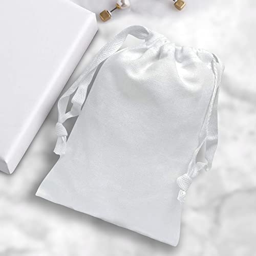 Drawstring Gift Bags - 12 Pack 5x7 Inch Small Bright White Muslin Cotton Cloth Pouches in Bulk, Mini Cloth Fabric Canvas Pouch for Jewelry, Candy, Parties, Wedding Favors, Soaps, Treats, Crafts