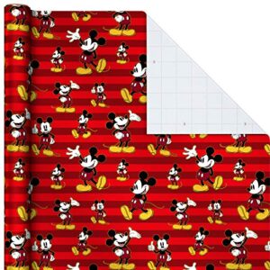 Hallmark Disney Mickey Mouse Wrapping Paper with Cut Lines on Reverse (3-Pack: 60 sq. ft. ttl) for Birthdays, Christmas, Hanukkah, Baby Showers and More