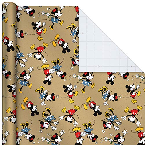 Hallmark Disney Mickey Mouse Wrapping Paper with Cut Lines on Reverse (3-Pack: 60 sq. ft. ttl) for Birthdays, Christmas, Hanukkah, Baby Showers and More