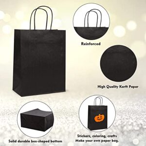 PAICUIKE Black Kraft Paper Bags Gift Bags With Handle 8.3x3.2x6.3 50Pcs Party Favor Bags for Shopping Wedding,Baking Outer Bags,Birthday Party,Celebrations Gift Package