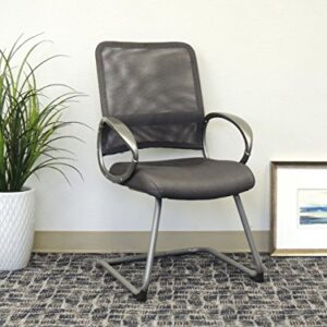 Boss Office Products Mesh Back Guest Chair with Pewter Finish in Charcoal Grey 24D x 24W x 39H in