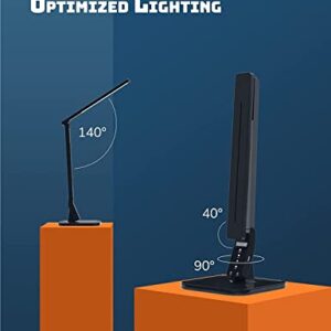 soysout LED Desk Lamp, Table Lamp with USB Charging Port, 4 Lighting Mode with 5 Brightness Levels, 1H Timer, Memory Function, Brightest Desk Light for Study, Reading, Office and Bedroom, 14W (Black)