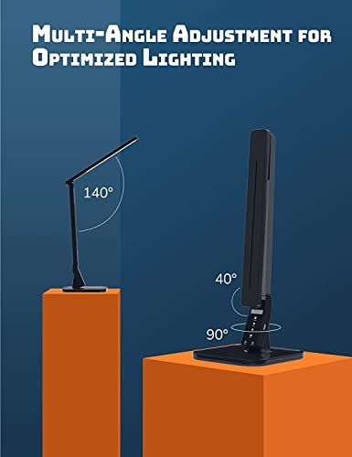 soysout LED Desk Lamp, Table Lamp with USB Charging Port, 4 Lighting Mode with 5 Brightness Levels, 1H Timer, Memory Function, Brightest Desk Light for Study, Reading, Office and Bedroom, 14W (Black)