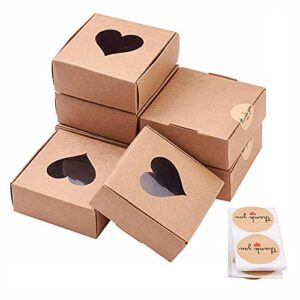 airssory 90pcs 3×3 inch(7.5×7.5cm) paper candy boxes with heart window bakery box gift box square for singlepack dessert small giftbox packing