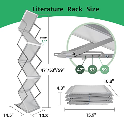 PUJIANG Literature Catalog Rack Foldable Magazine Brochure Display Rack Stand with Portable Oxford Bag for Office Store and Exhibition Trade Show (6 Pockets)