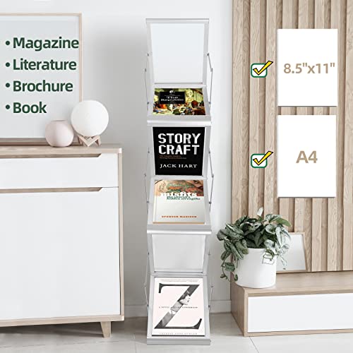 PUJIANG Literature Catalog Rack Foldable Magazine Brochure Display Rack Stand with Portable Oxford Bag for Office Store and Exhibition Trade Show (6 Pockets)