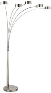 artiva usa ‘micah’ modern 88-inch, 5 arch arched, dimmer function, heavy-duty base, 360 degree rotatable shades, brushed steel floor lamp, bulbs incl.