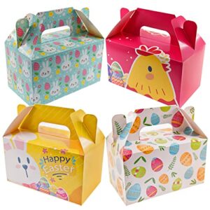 eavotoy 12 pack easter decorative gift treat boxes – 6.2 x 3.5 x 3.5 inch egg bunny chicken colorful bag paper box for easter basket stuffers party favor gifts