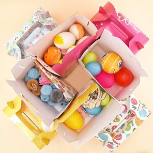 Eavotoy 12 Pack Easter Decorative Gift Treat Boxes - 6.2 x 3.5 x 3.5 inch Egg Bunny Chicken Colorful Bag Paper Box for Easter Basket Stuffers Party Favor Gifts