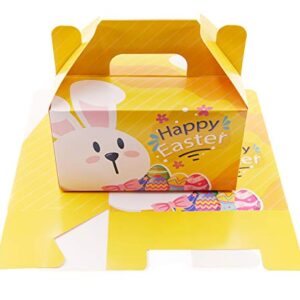 Eavotoy 12 Pack Easter Decorative Gift Treat Boxes - 6.2 x 3.5 x 3.5 inch Egg Bunny Chicken Colorful Bag Paper Box for Easter Basket Stuffers Party Favor Gifts